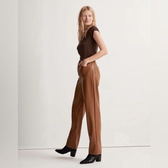 MADEWELL The Perfect Vintage Wide-Leg Pant Faux Leather Edition Size 30 - Picture 4 of 13